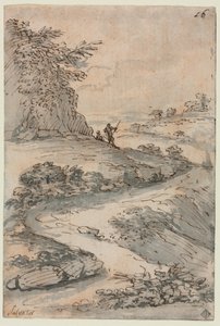 Figuren auf einer kurvigen Straße von Salvator Rosa