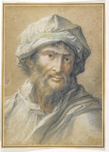 Kopf eines bärtigen Mannes mit Turban