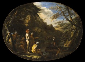 Landschaft mit bewaffneten Männern
