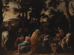 Johannes der Täufer predigt von Salvator Rosa