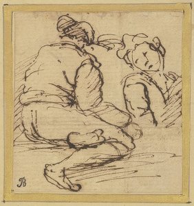 Sitzender Mann und Halbfigur von Salvator Rosa
