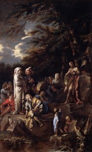 Johannes der Täufer predigt in der Wildnis, um 1660 von Salvator Rosa