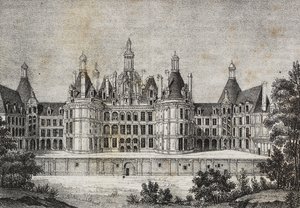 Schloss Chambord, Frankreich, Lithographie von Salvatore Puglia