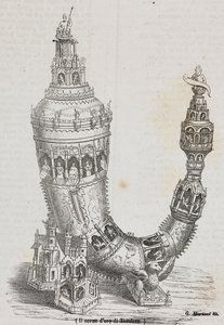 Goldenes Horn von Tonder, Dänemark, Lithographie von Salvatore Puglia aus Poliorama Pittoresco, Nr. 24, 20. Januar
