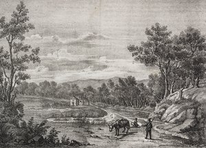 Mineralquellen im Wald von Acerra, Kampanien, Italien, Lithographie von Salvatore Puglia aus Poliorama Pittoresco, Nr. 5, 7. September von Salvatore Puglia