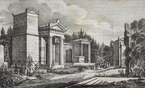 Friedhof Père-Lachaise, Paris, Frankreich, Lithographie von Salvatore Puglia aus Poliorama Pittoresco, Nr. 19, 17. Dezember von Salvatore Puglia