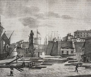 Ansicht des Hafens von Livorno, Toskana, Italien, Lithographie von Salvatore Puglia aus Poliorama Pittoresco, Nr. 38, 26. April