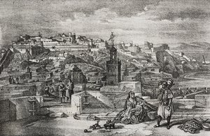 Ansicht der Zitadelle von Tanger, Marokko, Lithographie von Salvatore Puglia aus Poliorama Pittoresco, Nr. 26, 3. Februar