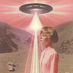 Frau unter UFO-Strahl