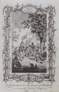 Alfred, verkleidet als Harfner, betrachtet das dänische Lager