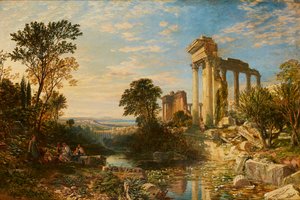 Italienische Landschaft mit Figuren bei Ruinen von Samuel Bough