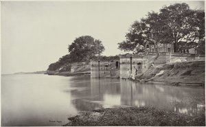 Satti Chaura Ghat in Kanpur von Samuel Bourne (signed by artist)