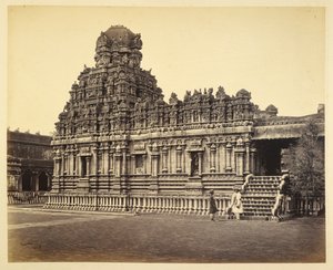 Ansicht des Subrahmanya-Tempels in der Nähe der Pagode, Tanjore von Samuel Bourne