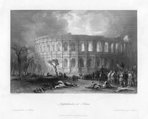 Amphitheater in Nîmes, Frankreich, 19. Jahrhundert