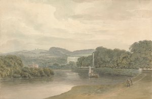 Flusslandschaft mit einem unbekannten Landhaus