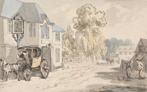 Reiter vor einem Gasthaus