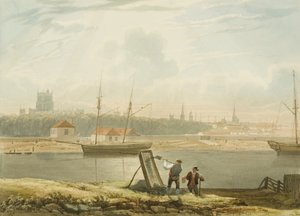 Blick über den Schwimmhafen mit der Kathedrale und den Stadtkirchen, um 1825 von Samuel Jackson