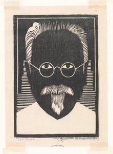 Selbstporträt mit Brille und Spitzbart
