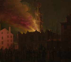 Brand der Freimaurerhalle, Chestnut Street, Philadelphia, Pennsylvania, 1819