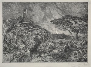 Der einsame Turm, 1879 von Samuel Palmer
