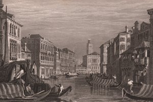 Gondeln auf dem Canal Grande, Venedig, Venetien, Italien, Stahlstich nach einer Zeichnung von Samuel Prout