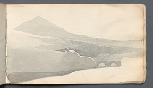 Skizzenbuch: "Gebirgige Landschaft mit Brücke" von Samuel Prout