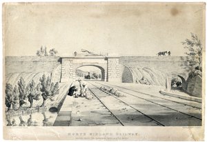 North Midland Railway Bridge unter dem Cromford Canal bei Bull Bridge ca. 1840 von Samuel Russell