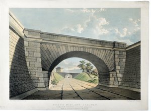 North Midland Railway. Blick auf die New Street Bridge usw. in Belper, Blick nach Süden, um 1840 von Samuel Russell