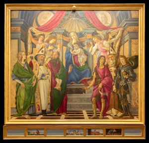 Altarretabel, Haupttafel: Thronende Madonna, vier Engel und Heilige von Sandro Botticelli
