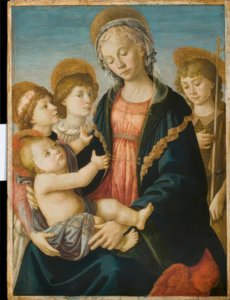Maria mit Kind, dem Johannesknaben und zwei Engeln von Sandro Botticelli