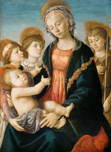 Die Jungfrau und das Kind mit zwei Engeln und dem jungen Johannes dem Täufer, ca. 1467 von Sandro Botticelli
