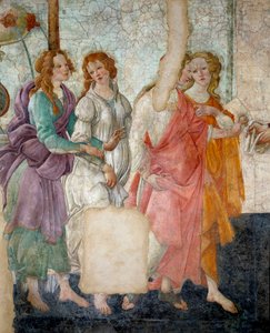 Venus und die Grazien, die einem jungen Mädchen Geschenke anbieten (Detail). Fresko der Villa Lemmi von Sandro Botticelli von Sandro Botticelli