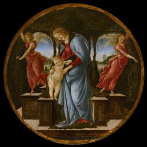 Jungfrau und Kind mit zwei Engeln von Sandro Botticelli