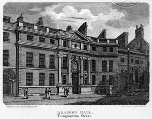Drapers Hall, Throgmorton Street, City of London, 1812 von Sands