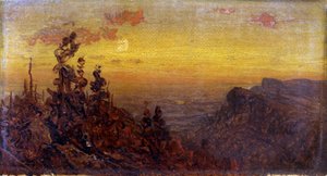Indianer am Lagerfeuer - Mondaufgang, n.d. von Sanford Robinson Gifford