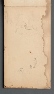 Skizzenbuch, Seite 02: Figur in einer Landschaft mit Hund von Sanford Robinson Gifford