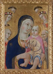 Madonna mit Kind, Heiligen Apollonia und Bernardino und vier Engeln von Sano di Pietro