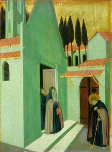 Heiliger Antonius verlässt sein Kloster von Sano di Pietro