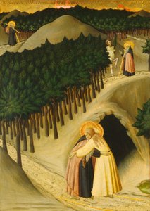 Das Treffen von St. Antonius und St. Paulus, ca. 1430-1435 von Sano di Pietro