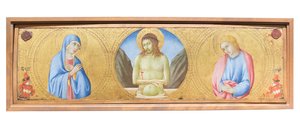 Christus als Schmerzensmann zwischen der Jungfrau Maria und Johannes dem Evangelisten von Sano di also Ansano di Pietro di Mencio Pietro