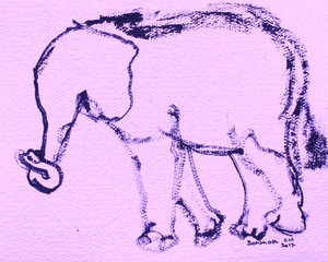 Neugieriger Elefant Zeichnung