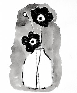 Dunkle Blüten in Vase von Santhosh ch