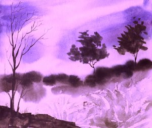 Ätherische lila Landschaft