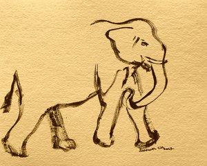 Ausdrucksstarker Tinten-Elefant