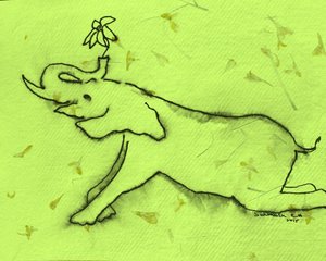 Fröhlicher Elefant mit Blume von Santhosh ch