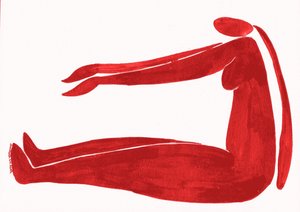 Minimalistische rote Yoga-Figur