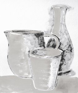 Monochromes Stillleben Skizze