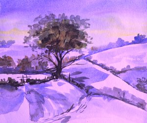 Lila Winterlandschaft