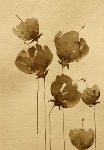 Sepia Aquarellblumen