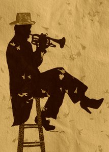 Seelenvoller Trompetersilhouette
